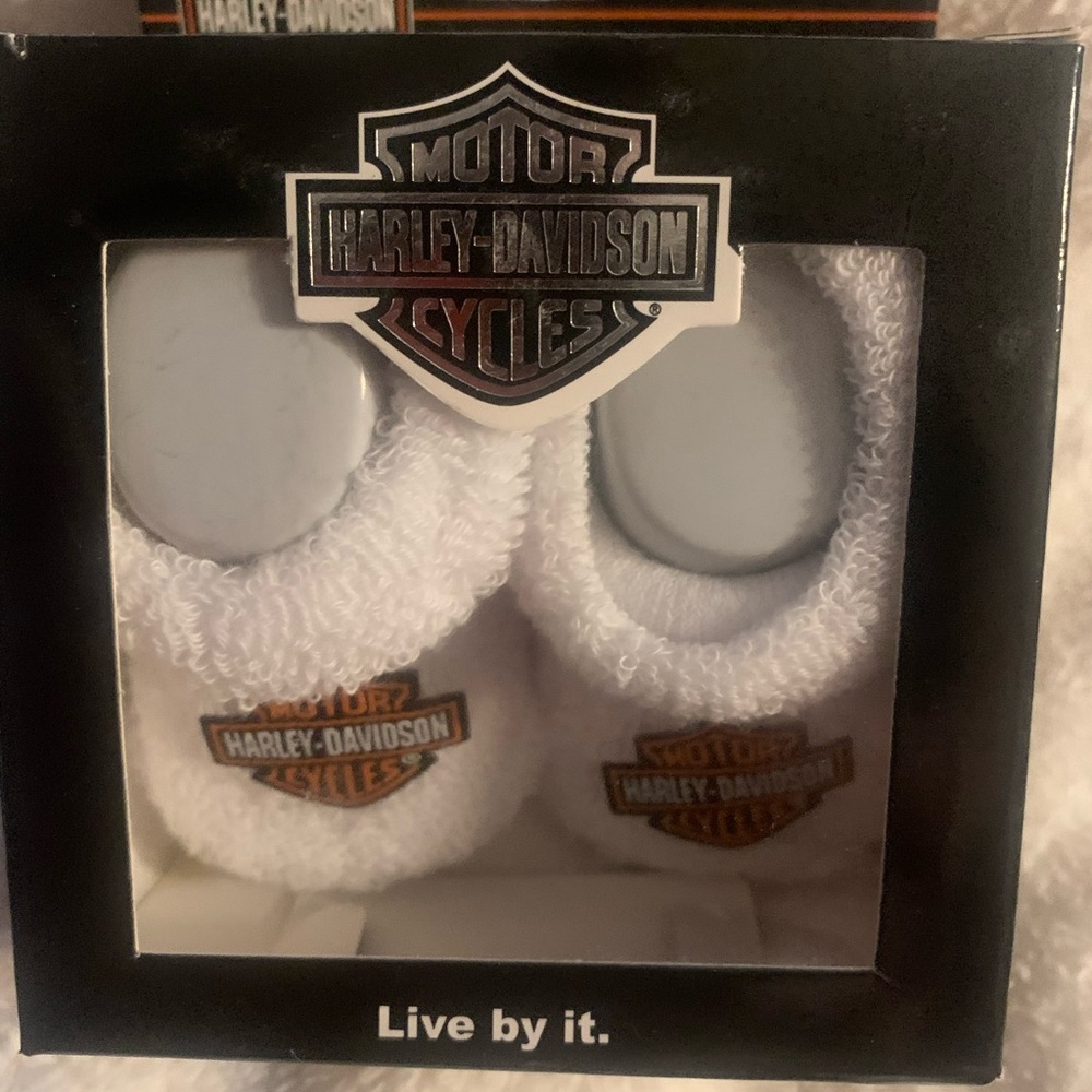 Harley-Davidson Baby Booties - White,Black,Orange